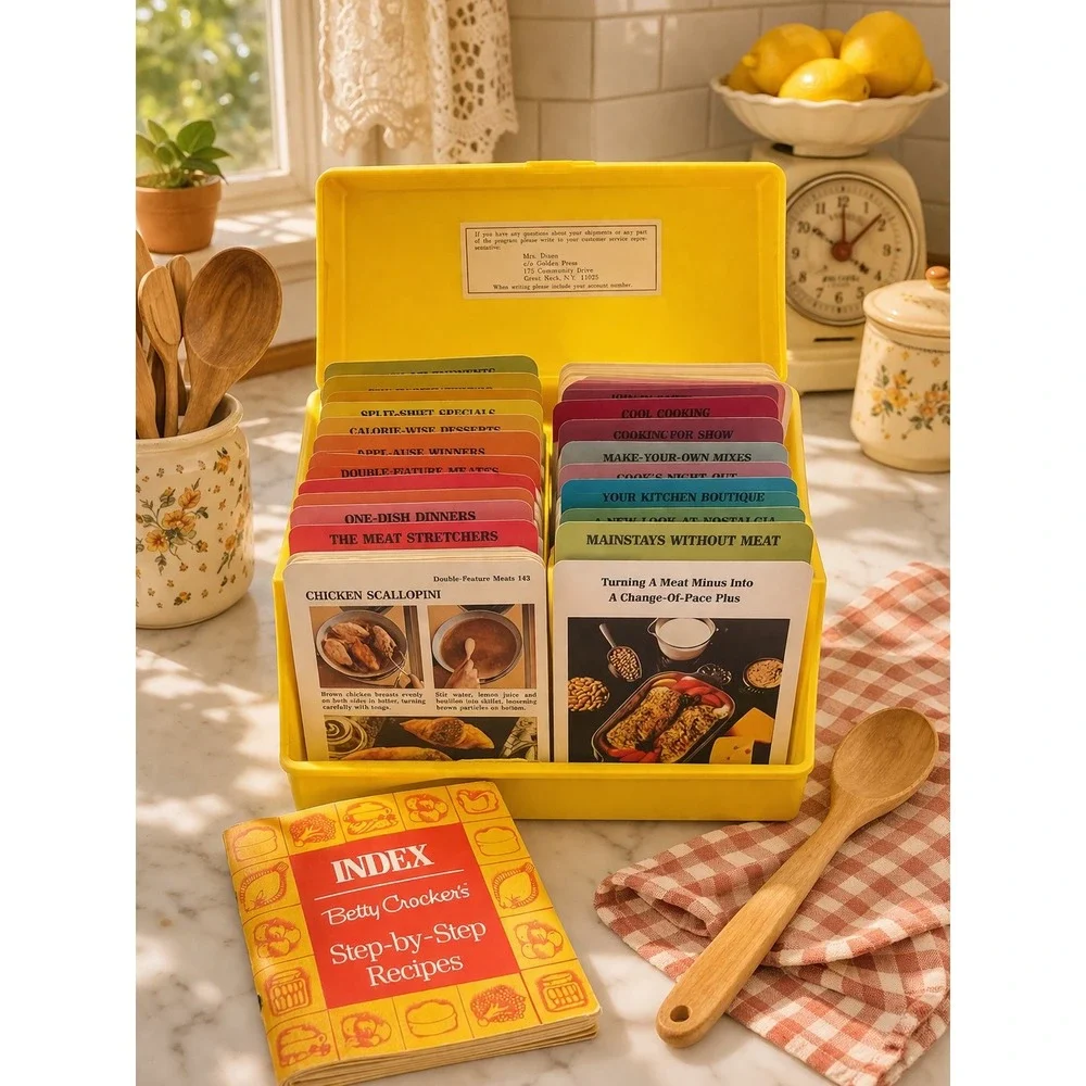 Vintage Betty Crocker Step By Step Recipes Yellow Card Box Library‎ 1980s Set